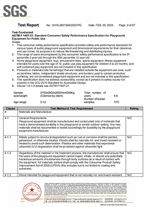 Consumer Safety Performance Specification for Playground Equipment for Public Use Test Report